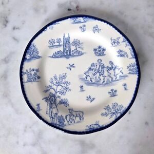 Wood & Sons Blue White Toile de Jouy Plate 7" England Dessert Scallop Small
